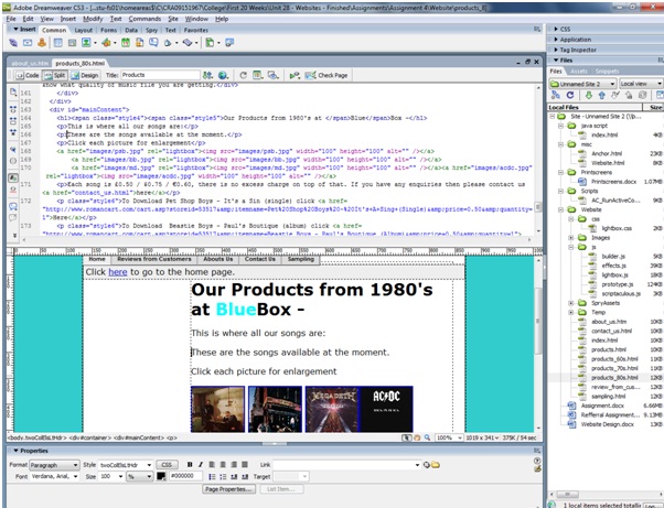Website in Dreamweaver